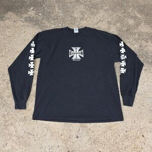 Vintage West Coast Choppers Detroit Cross Long Sleeve T Shirt Size XL Black Y2K